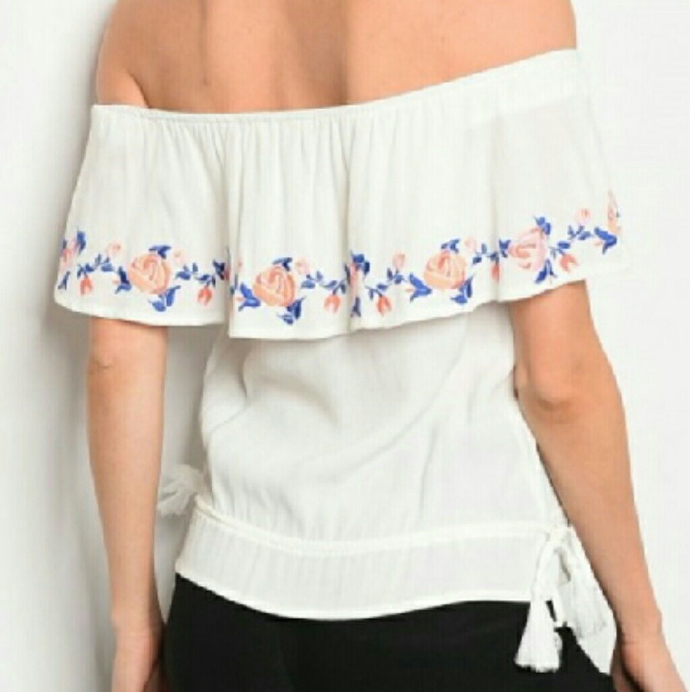 Off the shoulder floral print shirt - Picture 3 of 5